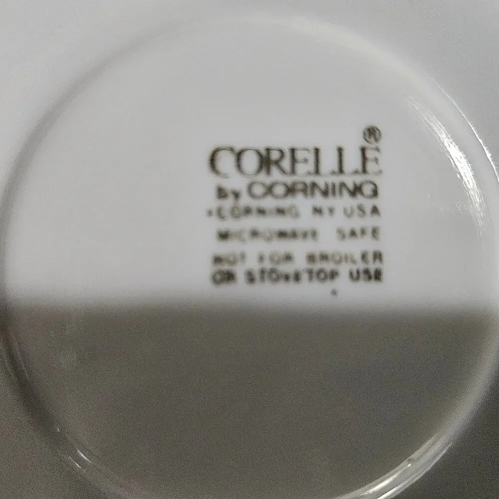 Corelle Gray Stripe Coupe Saucers Set of 4 Bread Butter Dessert Plates 6